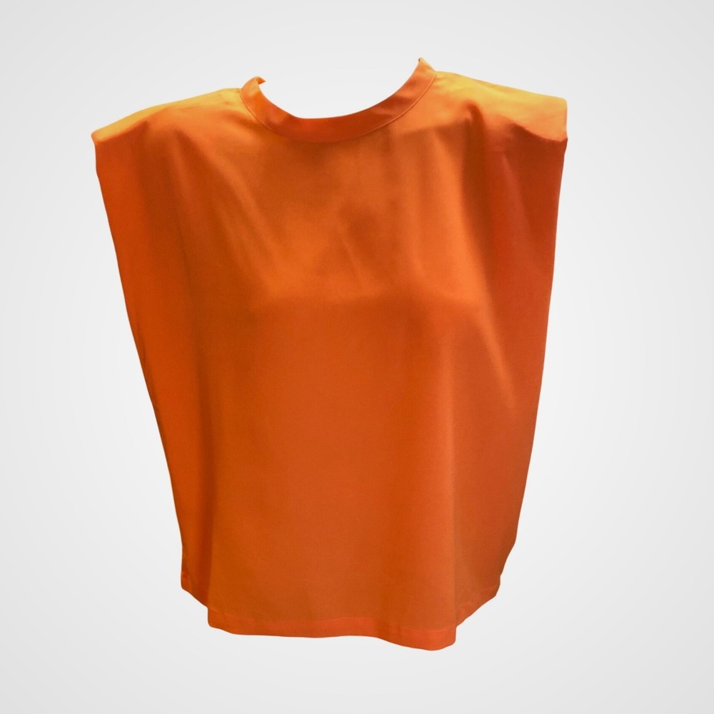 French Connection Sleeveless Top Womens S Mandarin Orange NEW Shoulder Pad 72WXN